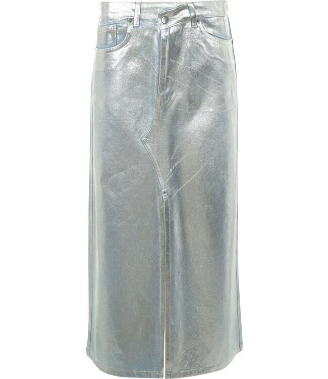 Foilcc Asym slit skirt - Silver