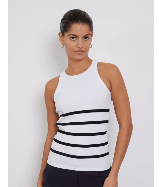 Bruuns Bazaar Katy Rib Tank Top - White/Black Stripe