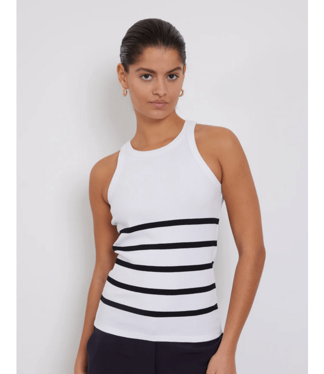 KatyBBRib Striped Tank Top White/Black stripe