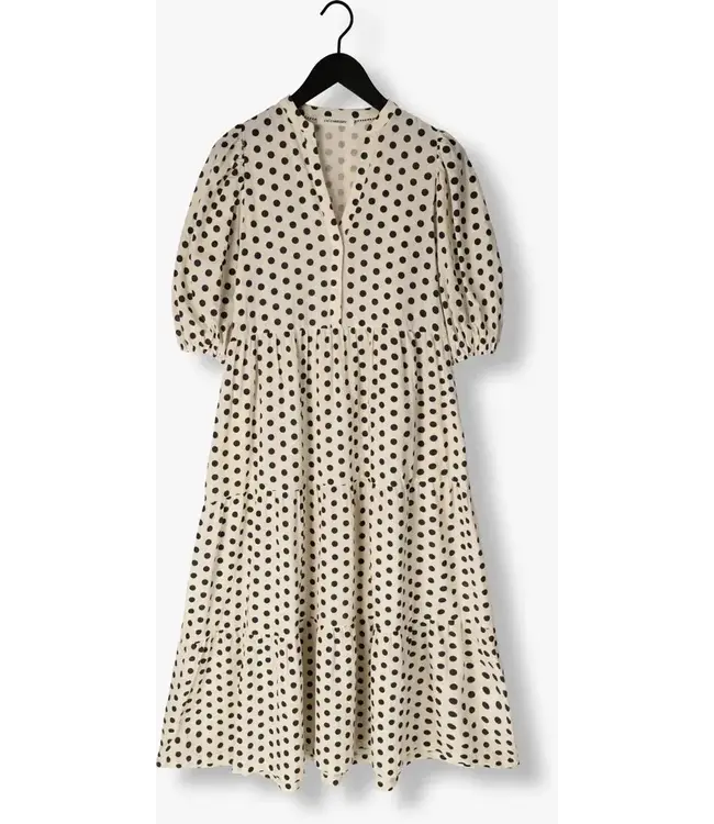 Co'couture Davi Dot Floor Dress - Off White/Navy