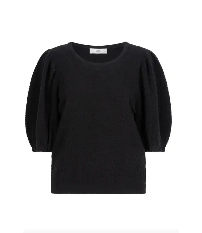 Vannah round collar top - Jet Black