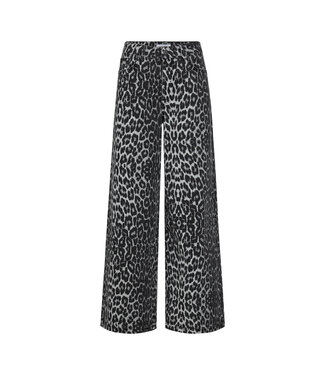 Co'couture Leopard - Wide Long Pant - Dark Grey