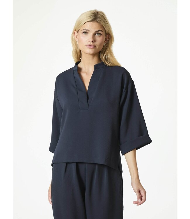 Luma Crepe Blouse - Navy