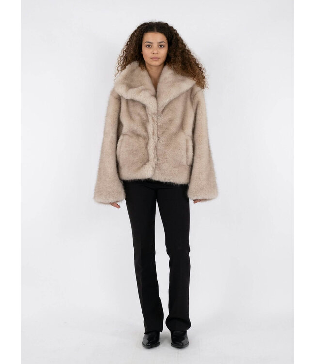 Neo Noir Stephanie Faux Fur Jacket - Beige