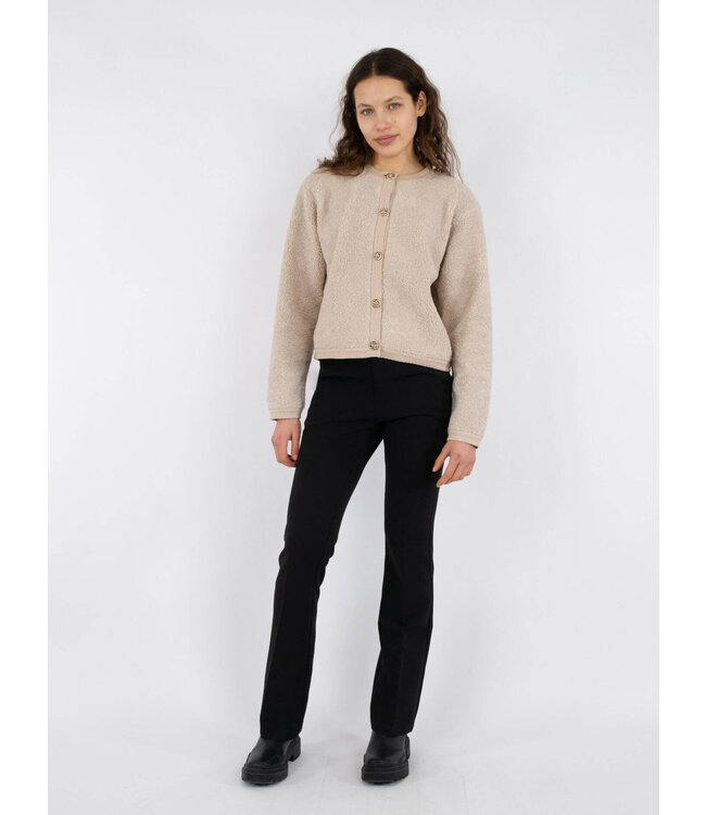 Limo Fluffy Knit Cardigan - Sand