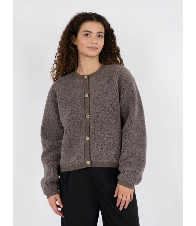 Limo Fluffy Knit Cardigan - Iron