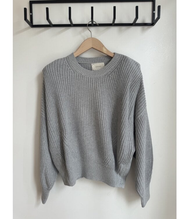 cotton crew side snap - silver grey