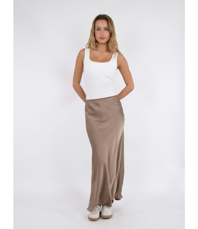 Neo Noir Vicky heavy sateen skirt - Dark Taupe