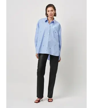 Dante 6 Que oversized stripe shirt - sky blue