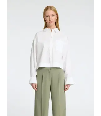 Selected SLFASTHA LS CROPPED BOXY SHIRT NOOS - Bright White