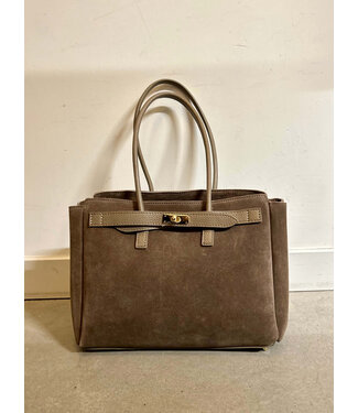 Butik Medium Suede Bag - Taupe