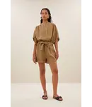 by-bar june linen shorts - khaki