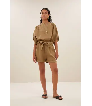 by-bar june linen shorts - khaki