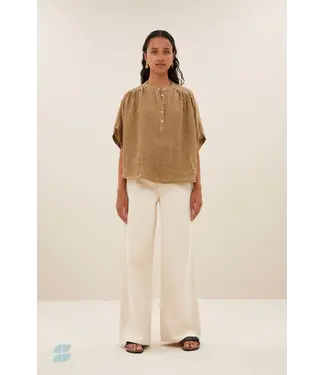 by-bar Axel Linen Blouse - Khaki