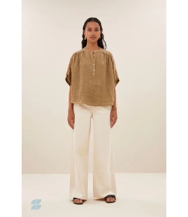 by-bar Axel Linen Blouse - Khaki