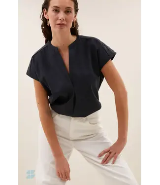 by-bar Amie Poplin Blouse - Midnight