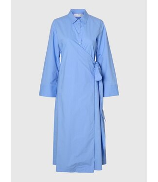 Selected Aviana LS midi wrap dress - Cornflower Blue