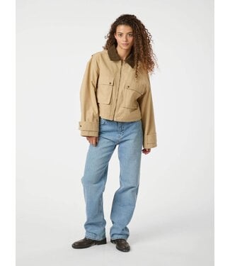 Neo Noir Rivera Canvas Boxy Jacket - Sand