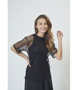 Co'couture NellyCC Net Oversize Tee - Black