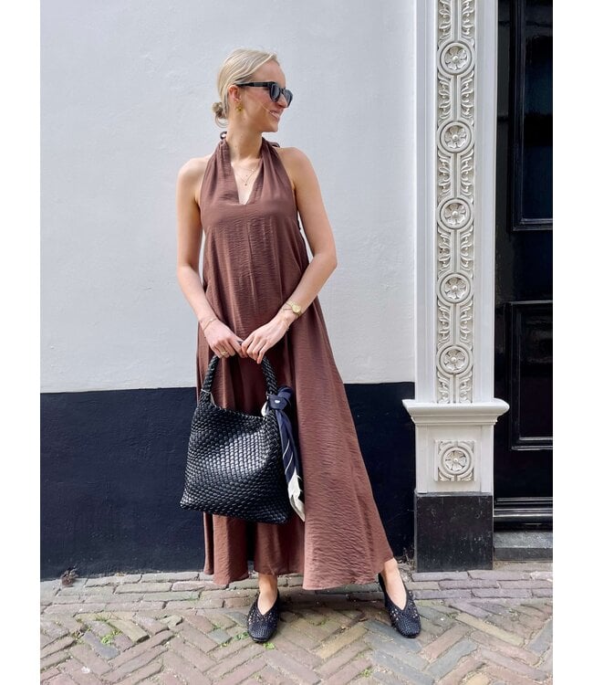 Selected SLFVilmi ankle dress - Chestnut
