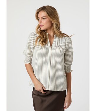 Neo Noir Diana Crepe Stripe Blouse - Brown