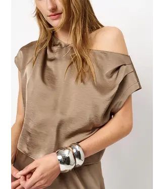 Dante 6 Roam Satin Drapey Top - Stone