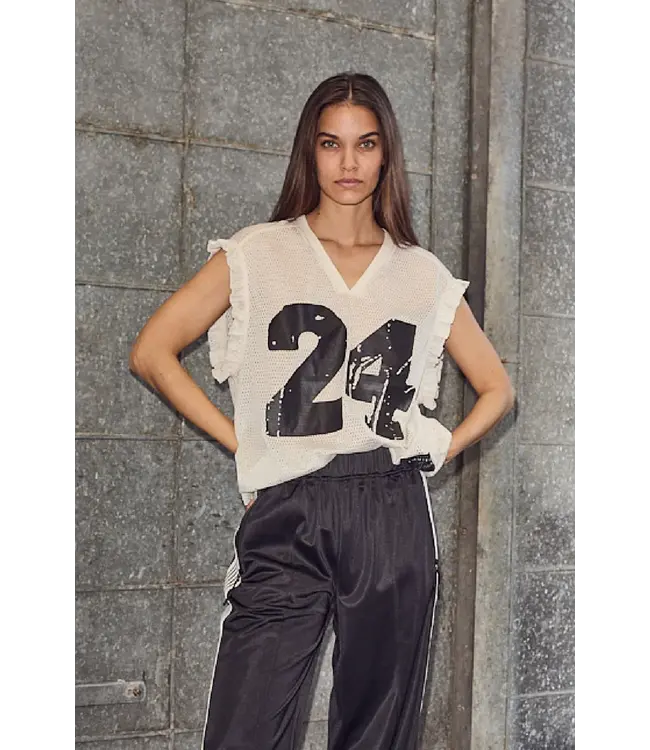 Haute L'Amitié Drift Frill V-24 Top - Pearl
