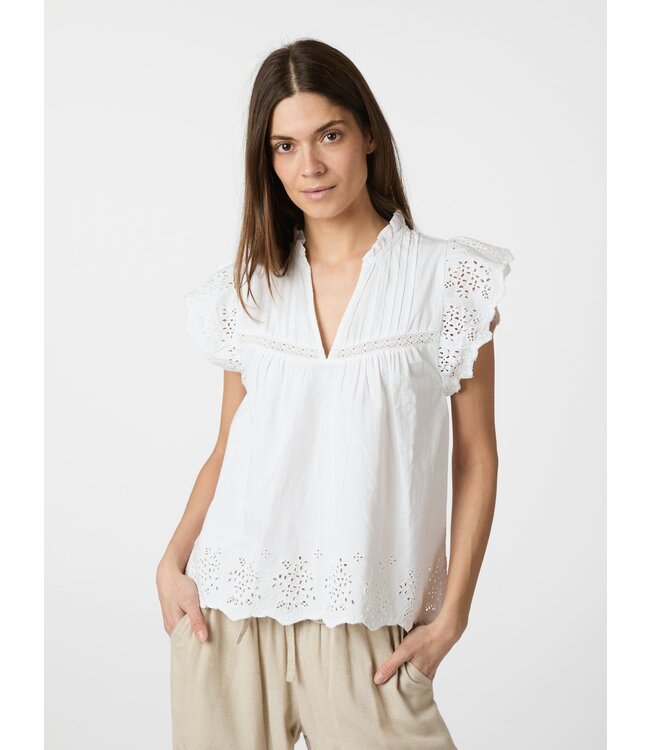 Neo Noir Kyoti Embroidery Top - White
