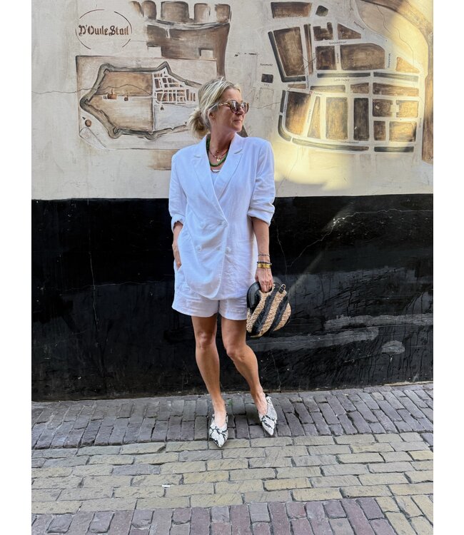 Jade short uni linen - optical white