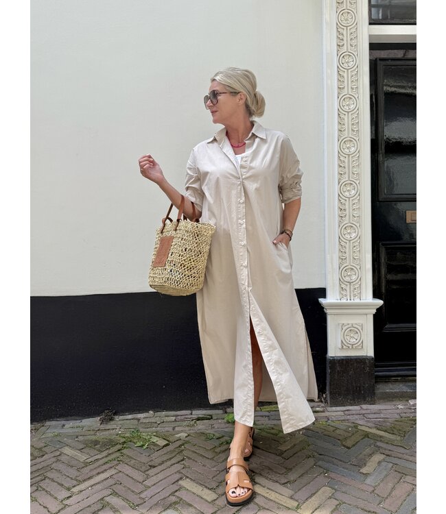 Kim & Kate Long Button Dress - Sand