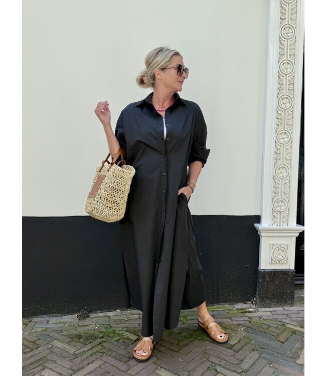 Kim & Kate Long Button Dress - Black