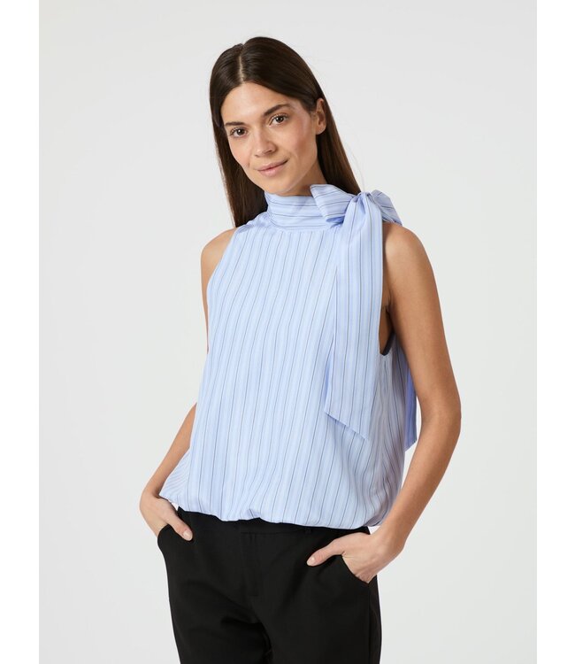 Neo Noir Veda Stripe Top - Light Blue
