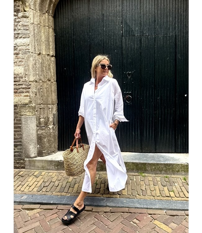 Kim & Kate Long Button Dress - White