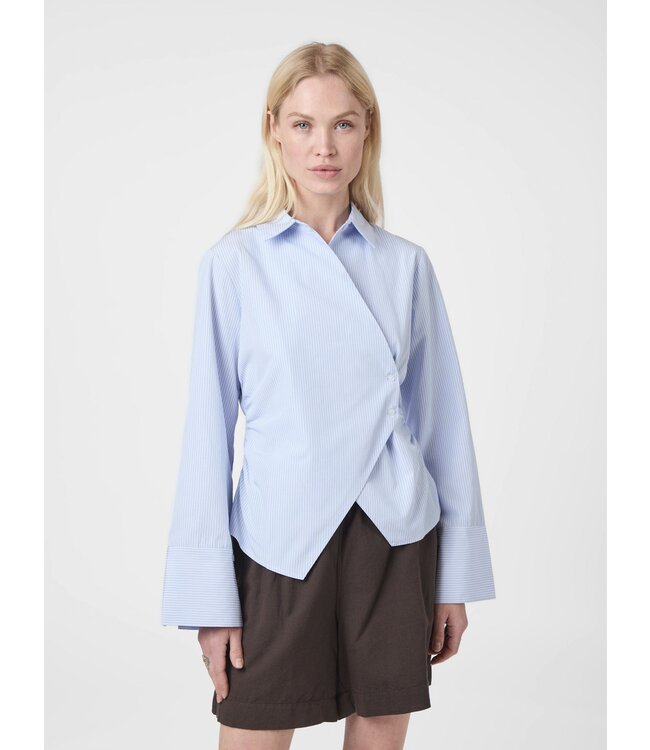 Neo Noir Fenli Striped Shirt - Light Blue Stripe