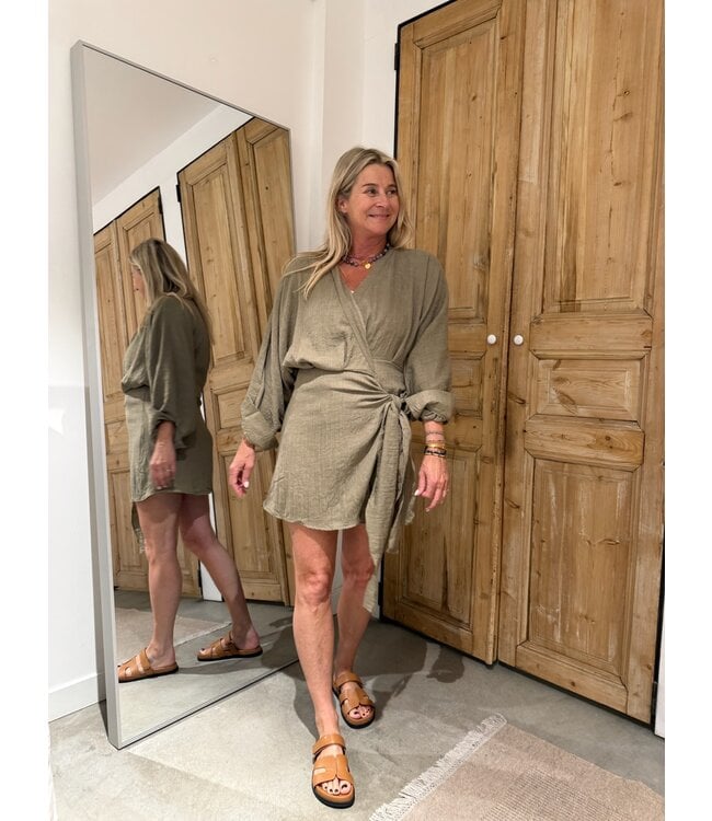 Butik Short Wrap Dress Ocean - Army