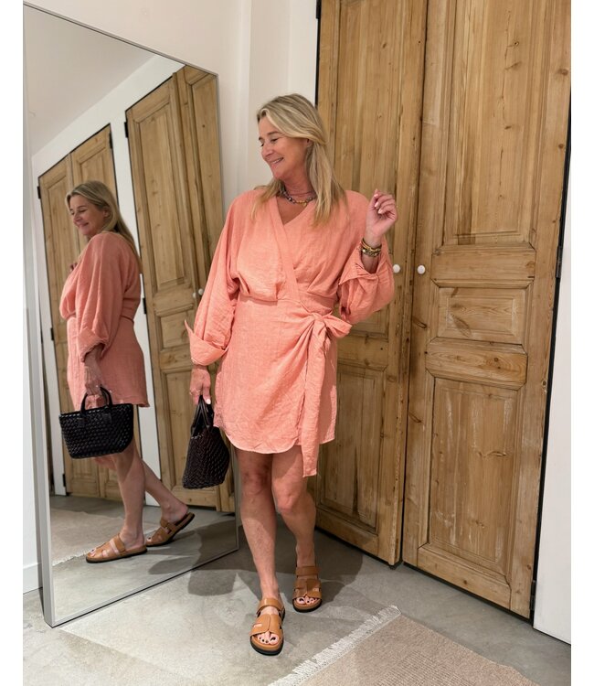 Butik Short Wrap Dress Ocean - Orange