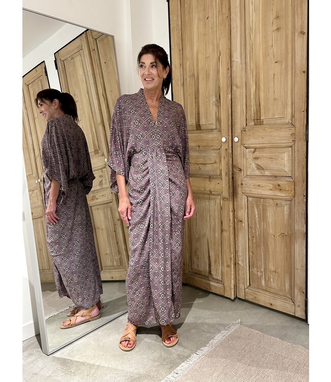 Juno Long Dress - Purple Print