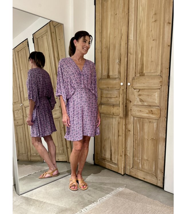 Rodrigo Short Dress - Lavender Print