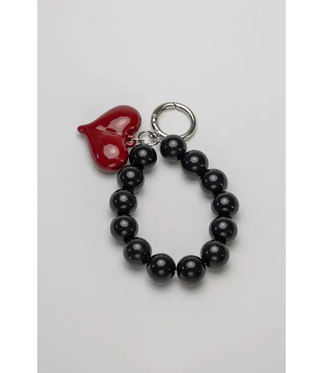 Charm Pearl - Heart Black