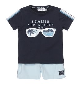Dirkje jongens baby set T-shirt met short donkerblauw bril