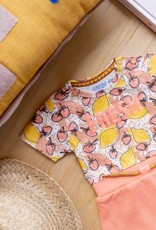 Dirkje meisjes baby set met jurkje en legging zalmroze fruit