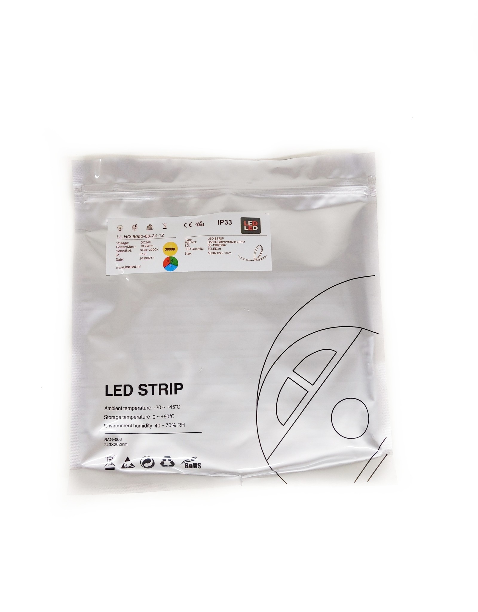 LedLed VARO led strip | 19,2W/m | RGB + 3000k | 24V | 5m | 12mm