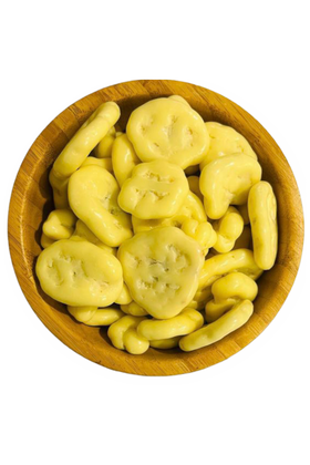 Bananenchips in weißer Schokolade