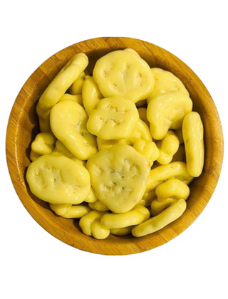 Bananenchips in weißer Schokolade