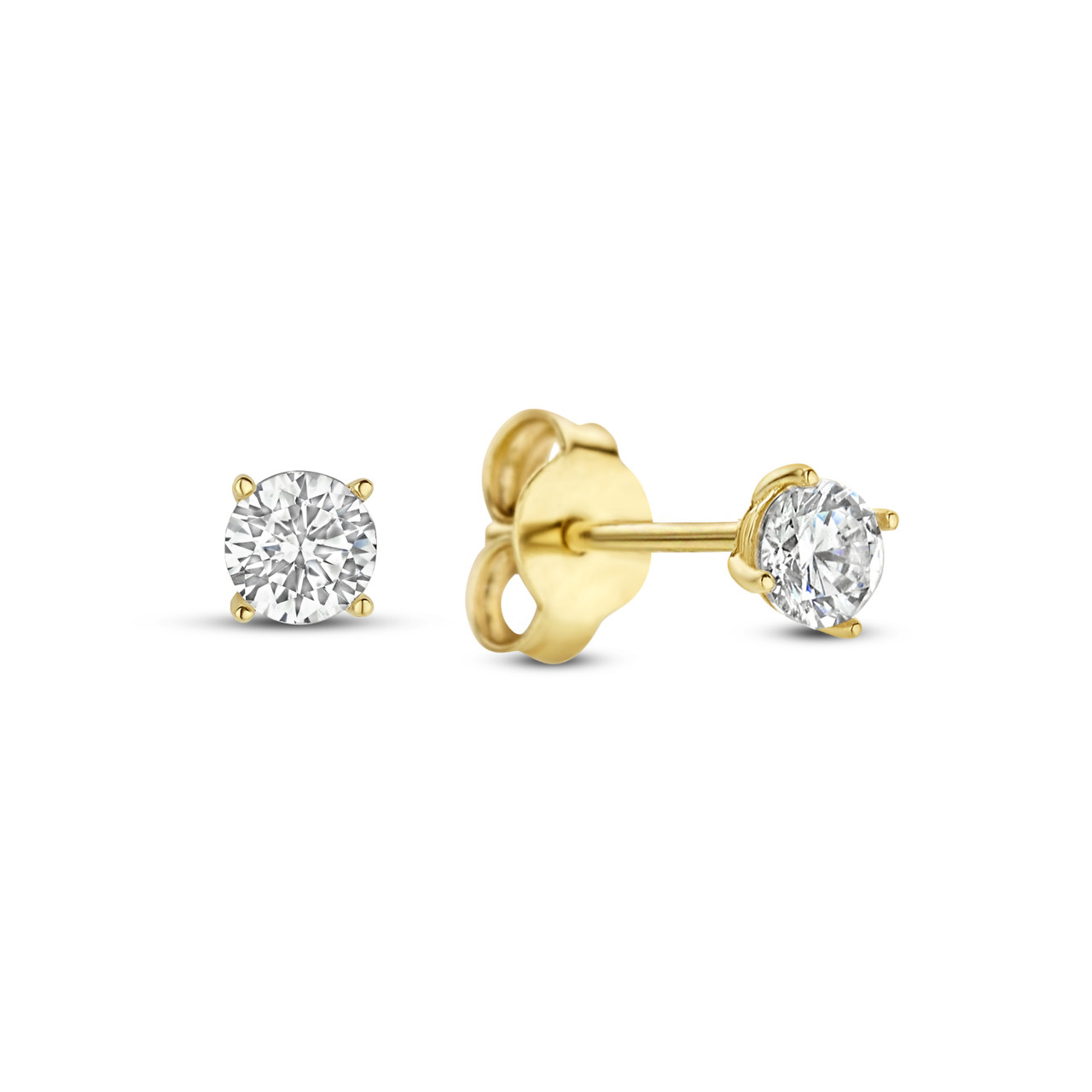 14KT Yellow Gold Brilliant Layered Diamond Stud Earrings