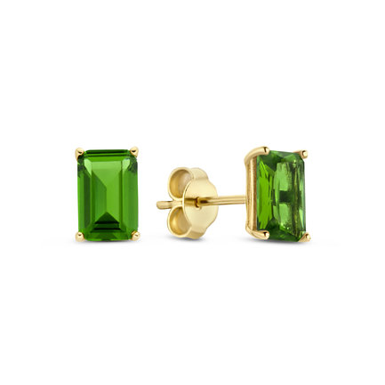 Beloro Jewels La Milano Colori Verdi orecchini a bottone in oro 9 carati