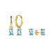 Beloro Jewels Regalo d'Amore set orecchini in oro 9 carati con pietre zircone blu