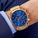 Mats Meier Grand Cornier montre chronographe bleu / acier couleur or