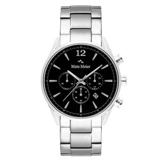 Mats Meier Grand Cornier montre chronographe noir / acier couleur argent