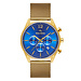 Mats Meier Grand Cornier chronograaf mesh herenhorloge goudkleurig en blauw